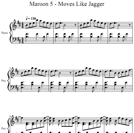 Maroon 5 - Moves Like Jagger钢琴谱