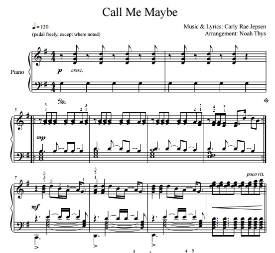 carly rae jepsen - call me maybe钢琴谱