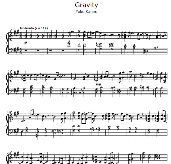 狼雨gravity钢琴谱