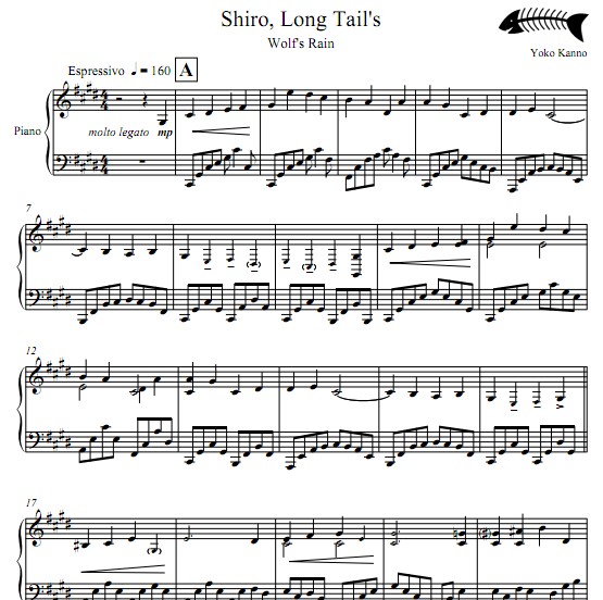 狼雨Shiro，long tail's钢琴谱