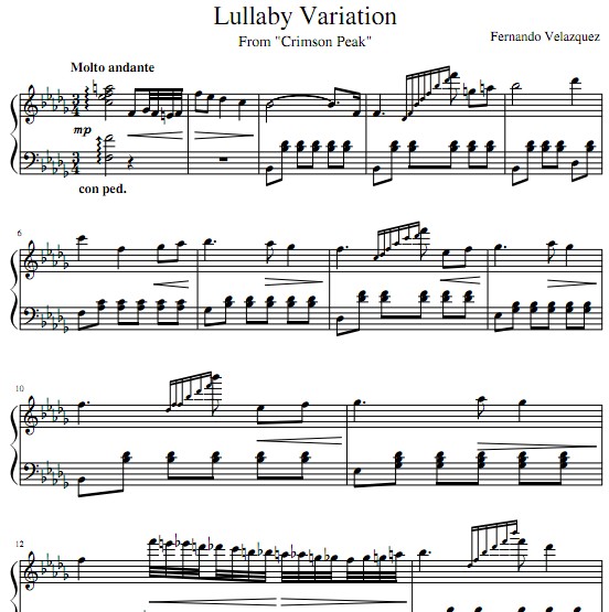 猩红山峰Lullaby Variation钢琴谱