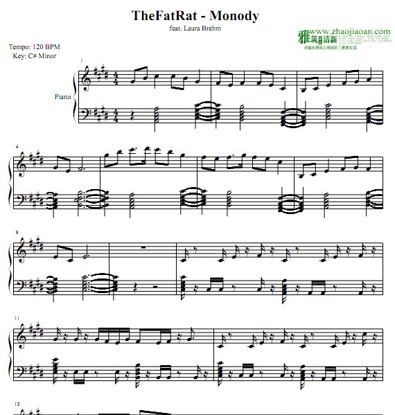 the fat rat - monody钢琴谱