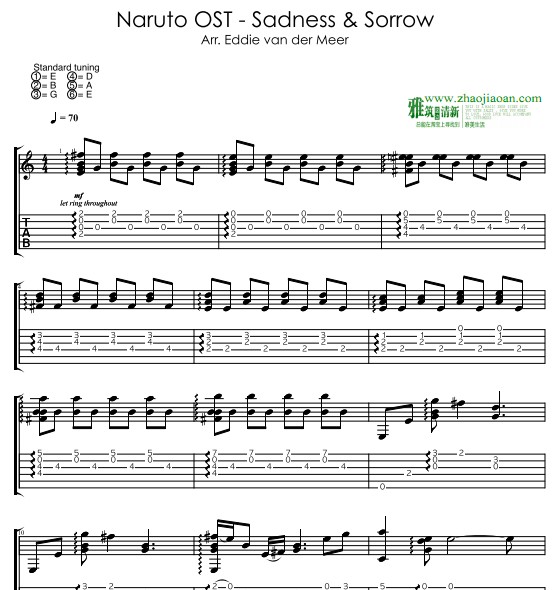 【Eddie van der Meer】 Sadness and Sorrow - Naruto OST吉他谱