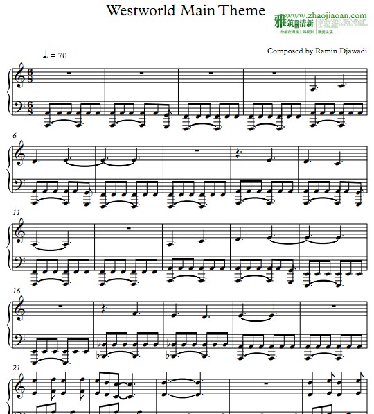 西部世界主题曲钢琴谱