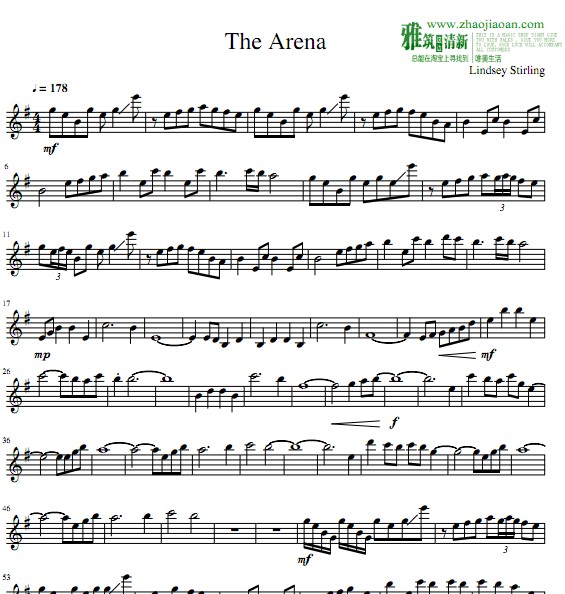 Lindsey Stirling - The Arena小提琴谱