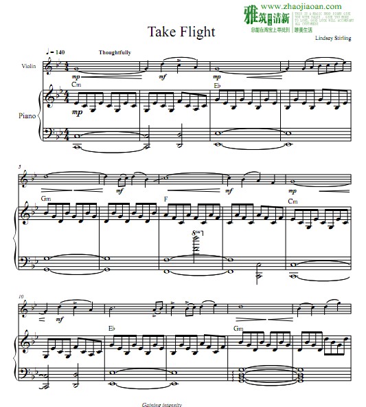 Lindsey Stirling - Take Flight小提琴钢琴伴奏谱