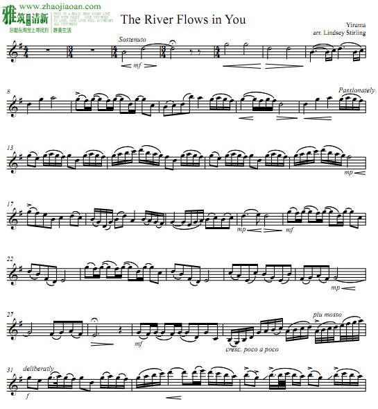 Lindsey Stirling - The River Flows in You小提琴谱