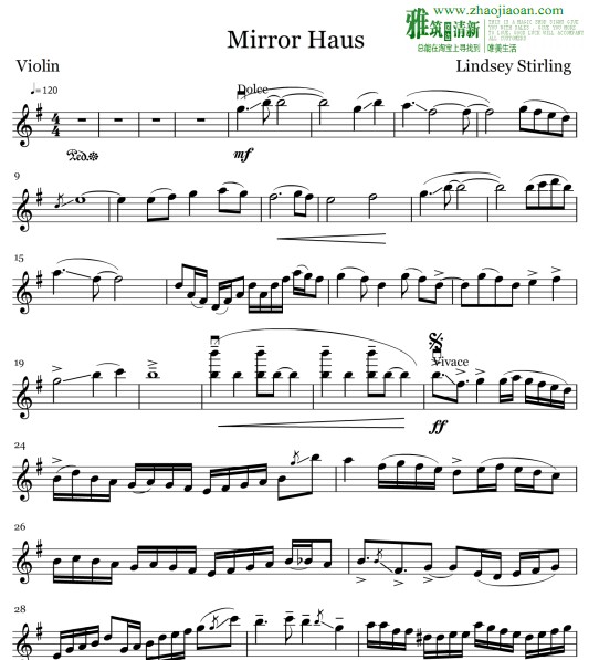 Lindsey Stirling - Mirror Haus小提琴谱