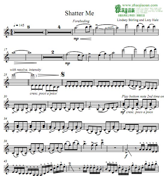 Lindsey Stirling - Shatter Me小提琴谱