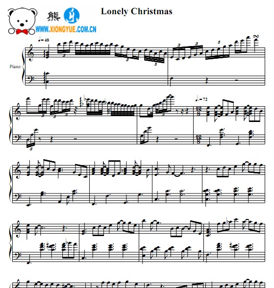 陳奕迅 Lonely Christmas钢琴譜