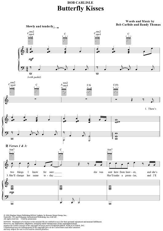 Bob Carlisle - Butterfly Kisses钢琴谱
