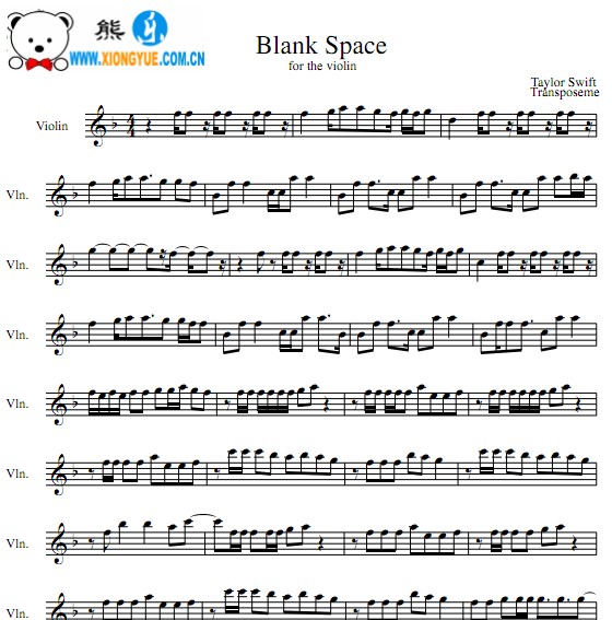 Blank Space小提琴谱