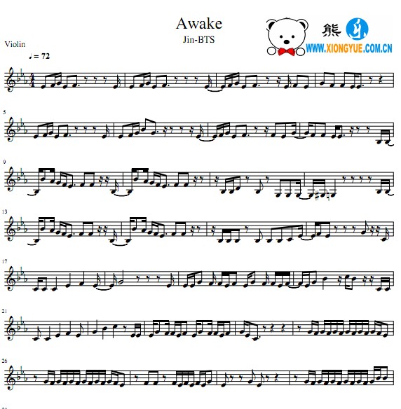 BTS -  Awake小提琴谱