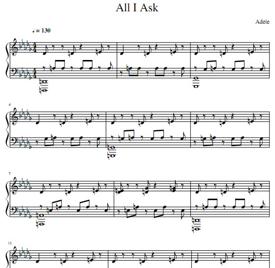 Adele - All I Ask钢琴谱