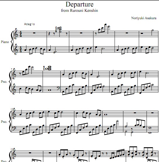 浪客剑心Departure (Master Mix) 钢琴谱