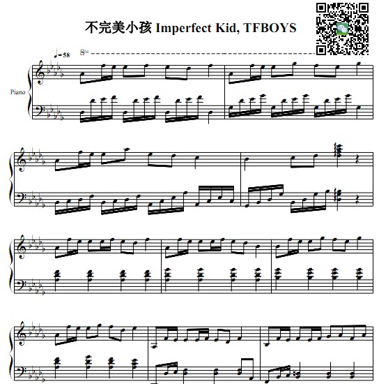 TFBOYS不完美小孩钢琴谱