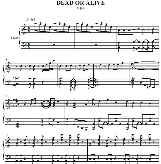 苍穹之法芙娜DEAD OR ALIVE钢琴谱