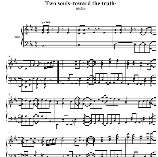 fripSide Two souls –toward the truth钢琴谱