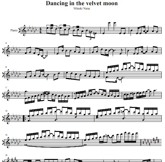 十字架与吸血姬Dancing in the velvet moon五线谱
