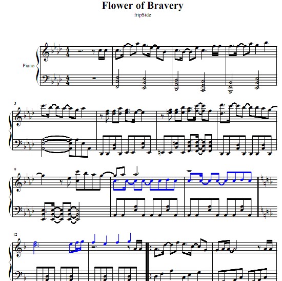 fripSide Flower of Bravery钢琴谱
