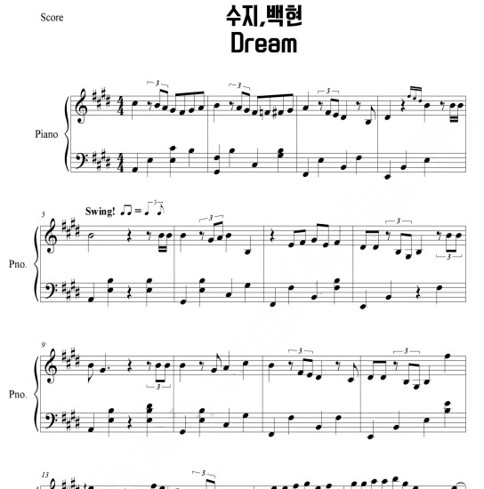 裴秀智&边伯贤DREAM钢琴谱