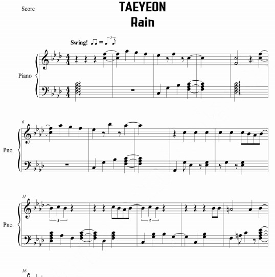 taeyeon泰妍 rain钢琴谱