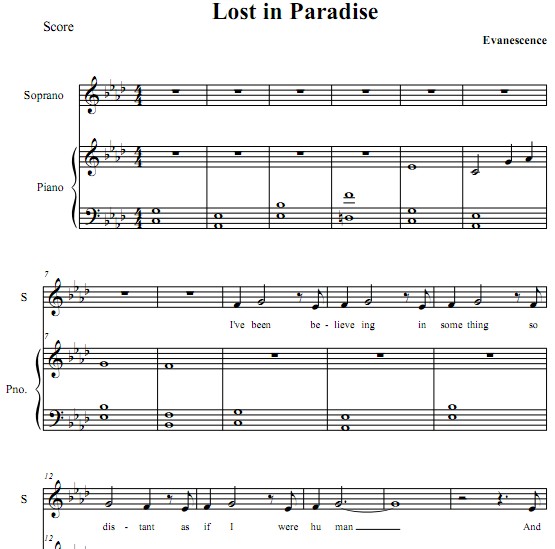 Lost in Paradise钢琴谱