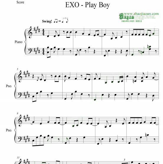 EXO - PlayBoy钢琴谱