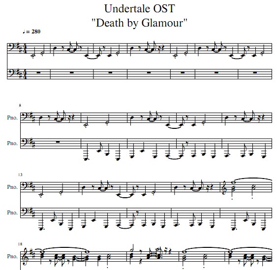 undertale ost - death by glamour钢琴谱