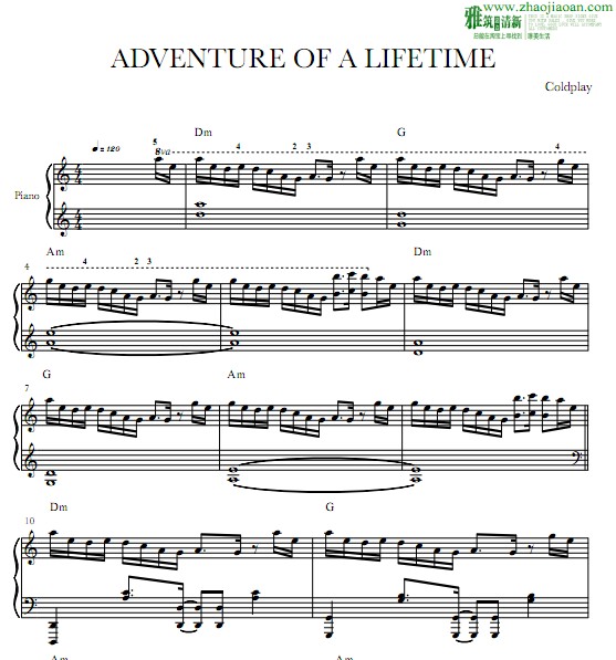 Coldplay - Adventure Of A Lifetime钢琴谱