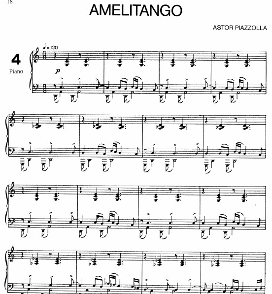 皮亚佐拉 amelitango钢琴谱