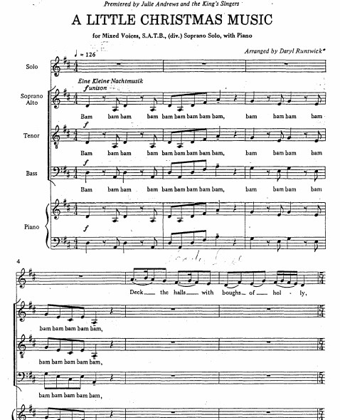 国王歌手a little christmas music合唱谱 钢琴伴奏