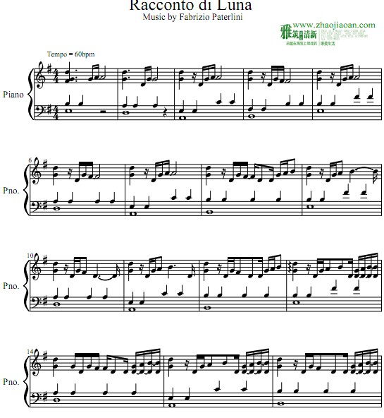 Fabrizio Paterlini — Racconto Di Luna钢琴谱
