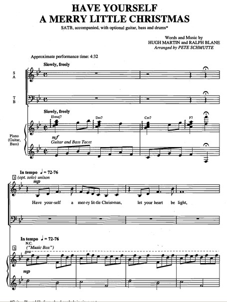 have yourself a merry little christmas合唱谱SATB 钢琴伴奏