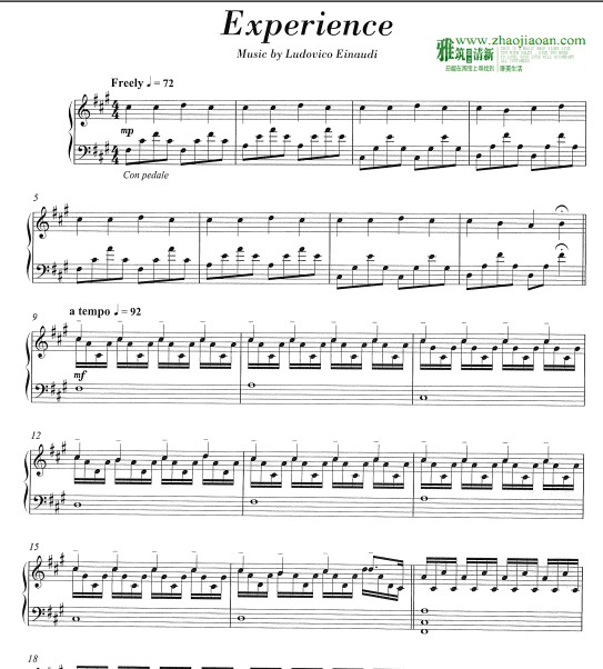 experience提琴曲谱,experience小提琴谱 ludovico einaudi - experience钢琴谱