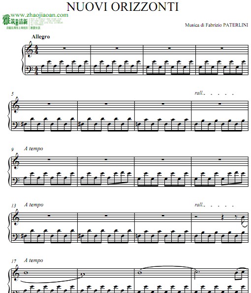 Fabrizio Paterlini — Nuovi orizzonti钢琴谱
