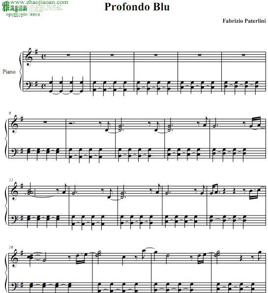 Fabrizio Paterlini — Profondo Blu钢琴谱
