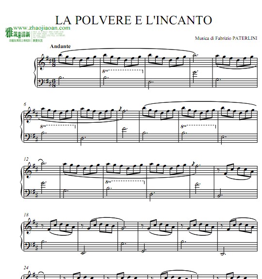 Fabrizio Paterlini — La polvere e l’incanto钢琴谱