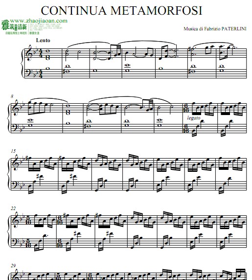Fabrizio Paterlini — Continua metamorfosi钢琴谱