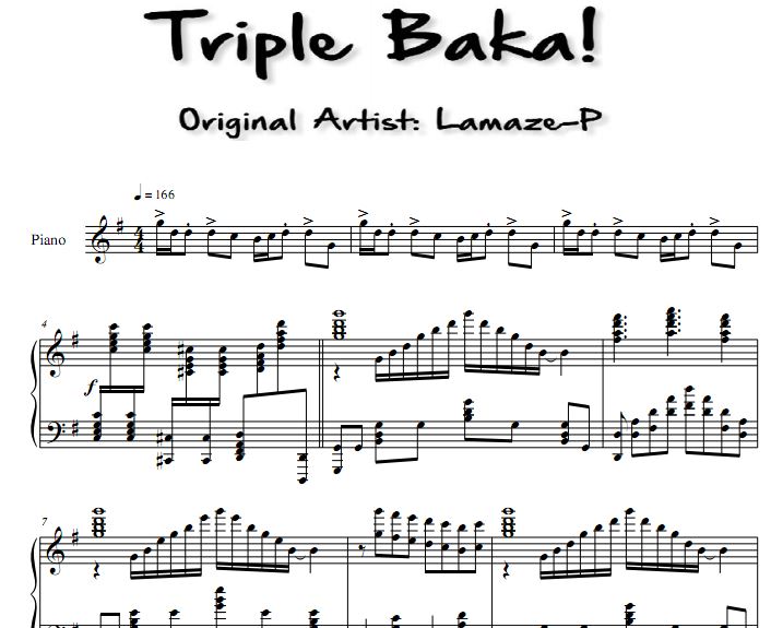 Hatsune Miku - Triple Baka钢琴谱