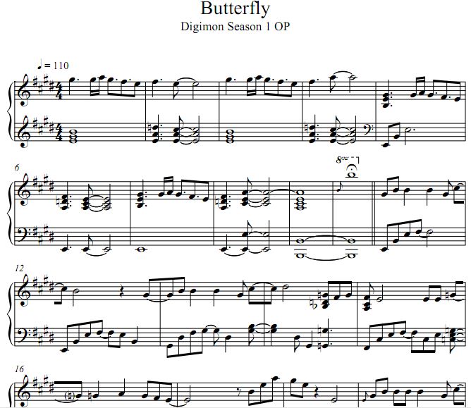 Butterfly钢琴谱