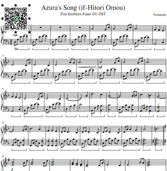 火焰纹章:命运 Azura's Song钢琴谱