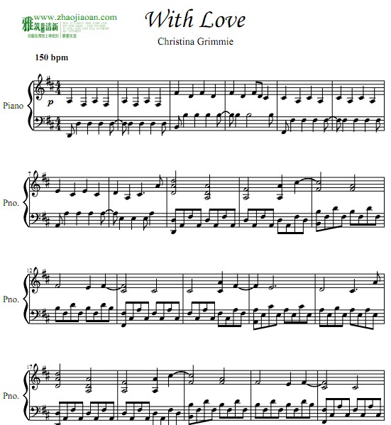 Christina Grimmie With Love 钢琴谱