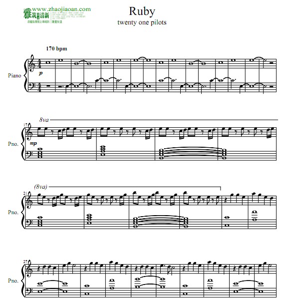 twenty one pilots: Ruby钢琴谱