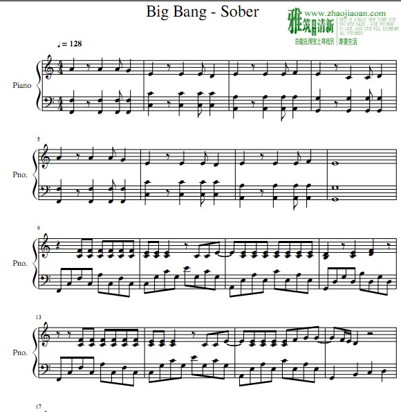 BIGBANG – SOBER钢琴谱