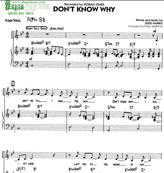Norah Jones   Don‘t Know Why钢琴谱