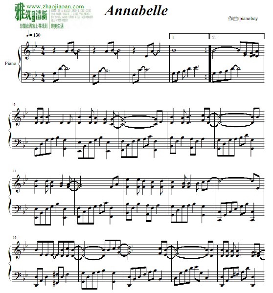 pianoboy Annabelle钢琴谱