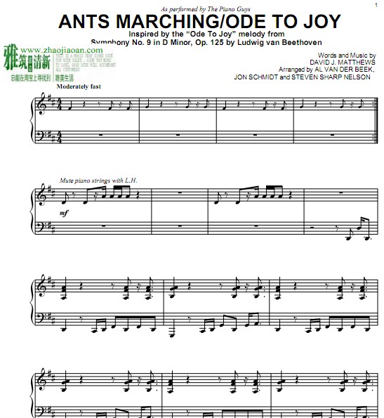 The Piano Guys Ants Marching-Ode To Joy 钢琴谱