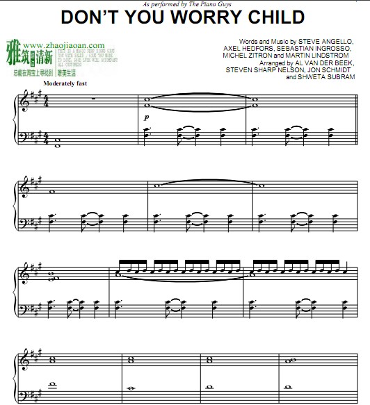 The Piano Guys  Don't You Worry Child 钢琴谱