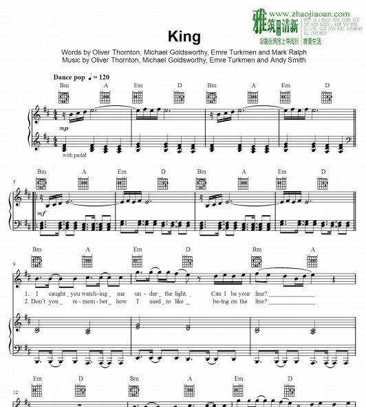 Years&Years king钢琴伴奏谱
